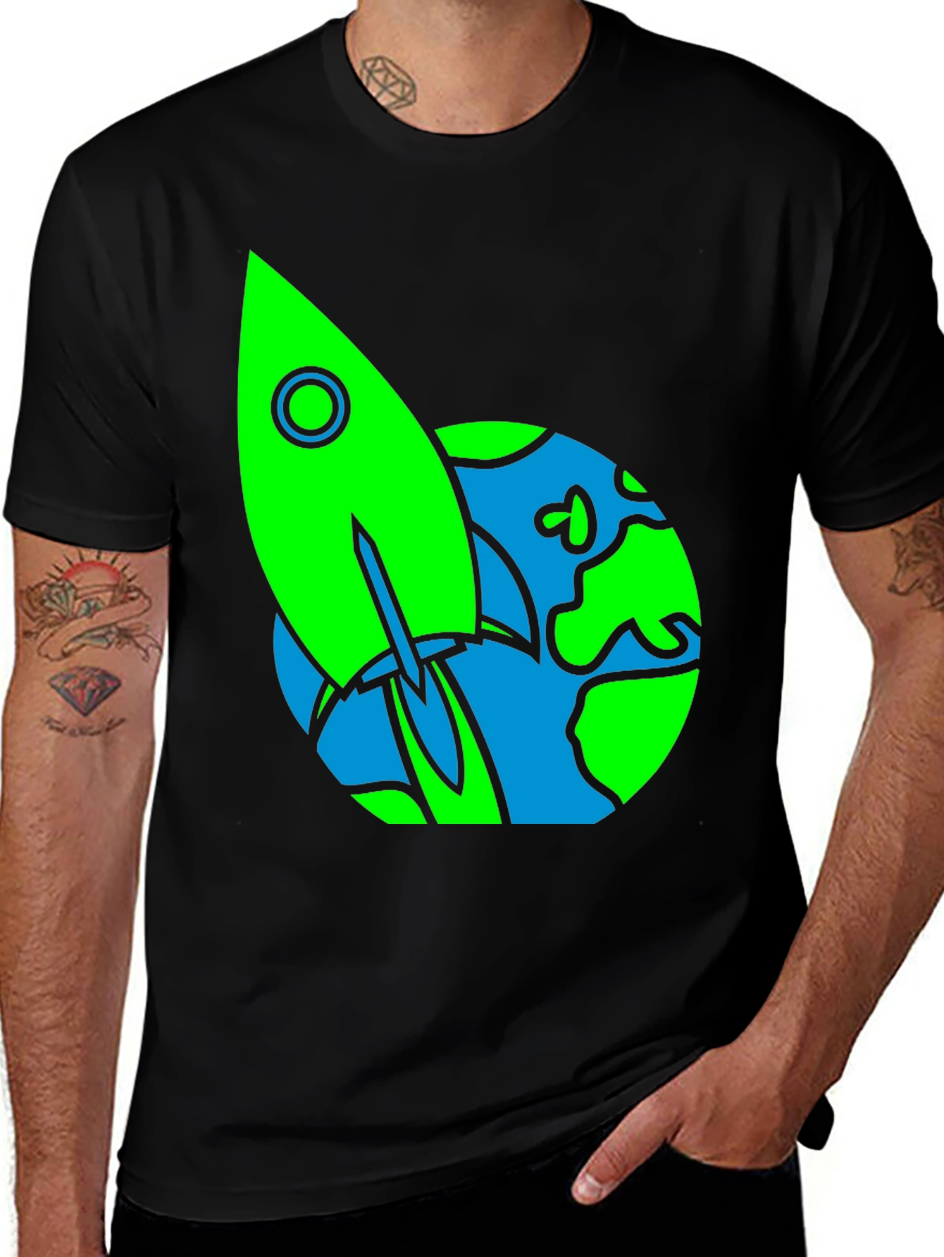 Rocket Earth Graphic Tee - Space Lovers Shirt