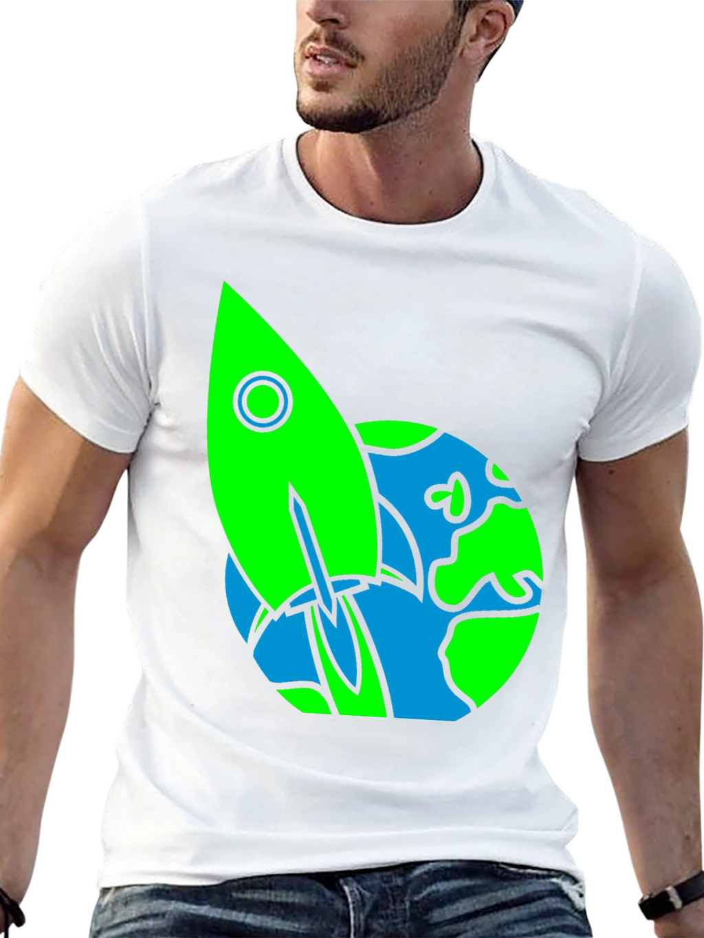 Rocket Earth Graphic Tee - Space Lovers Shirt