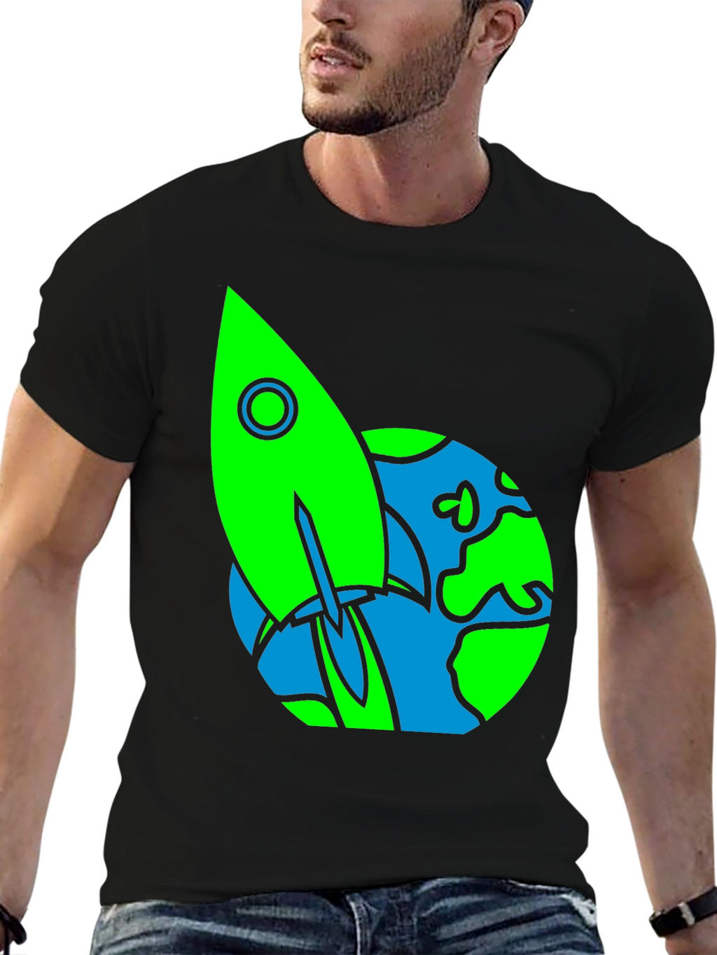 Rocket Earth Graphic Tee - Space Lovers Shirt