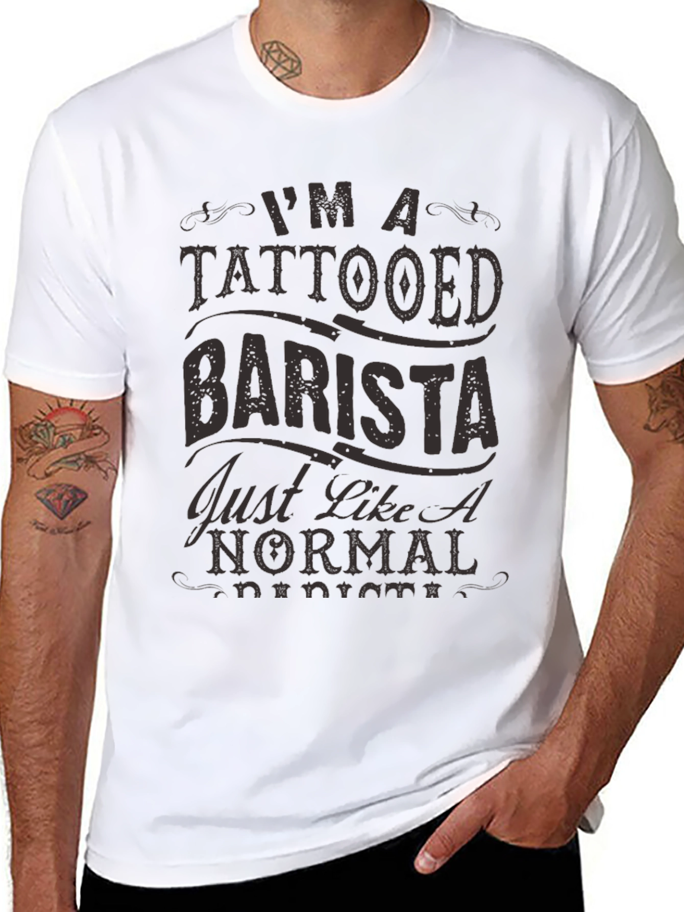 Tattooed Barista Graphic Tee - Novelty Shirt