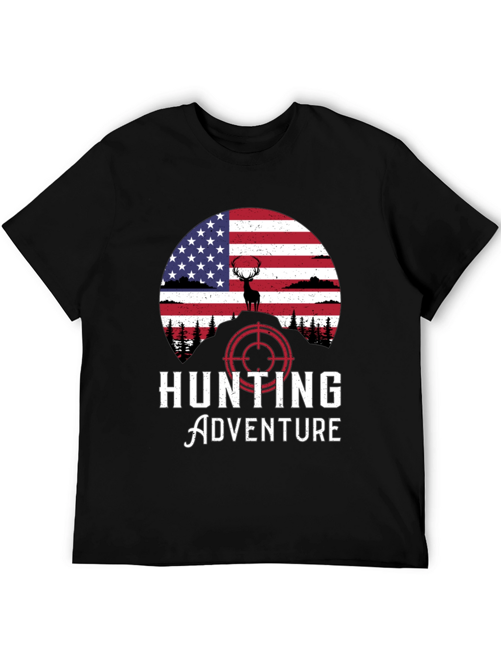 Hunting Adventure Tee - USA Flag Deer Graphic