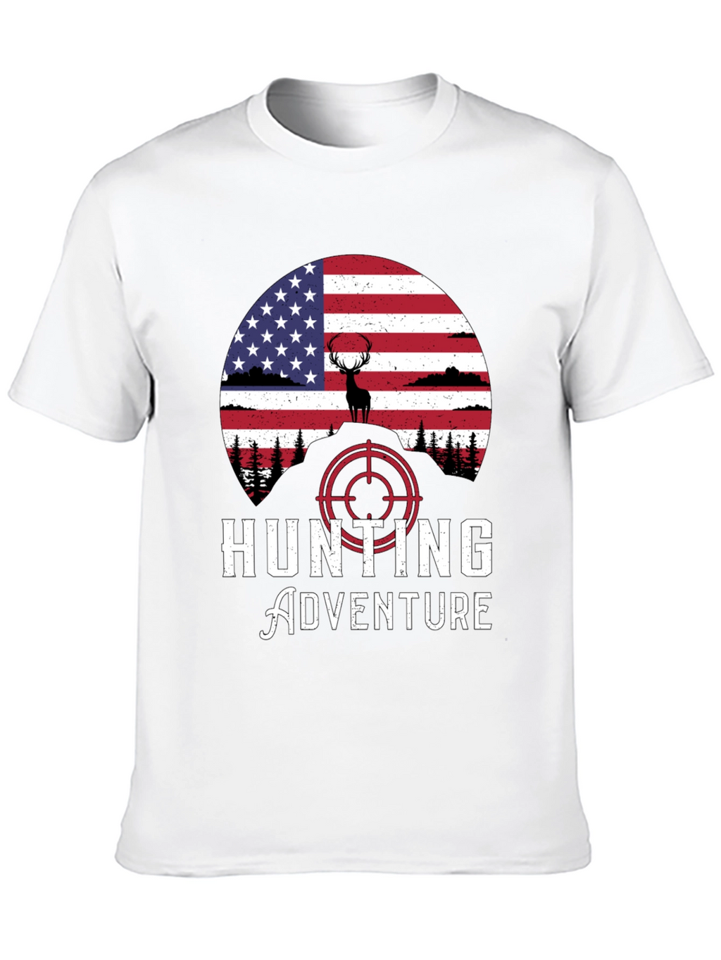 Hunting Adventure Tee - USA Flag Deer Graphic