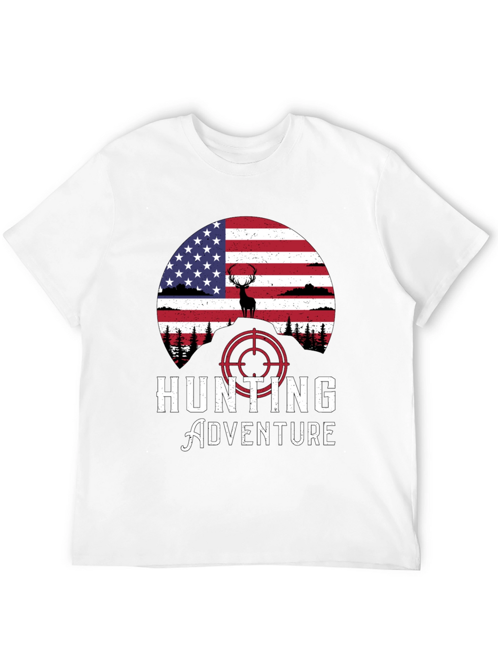 Hunting Adventure Tee - USA Flag Deer Graphic