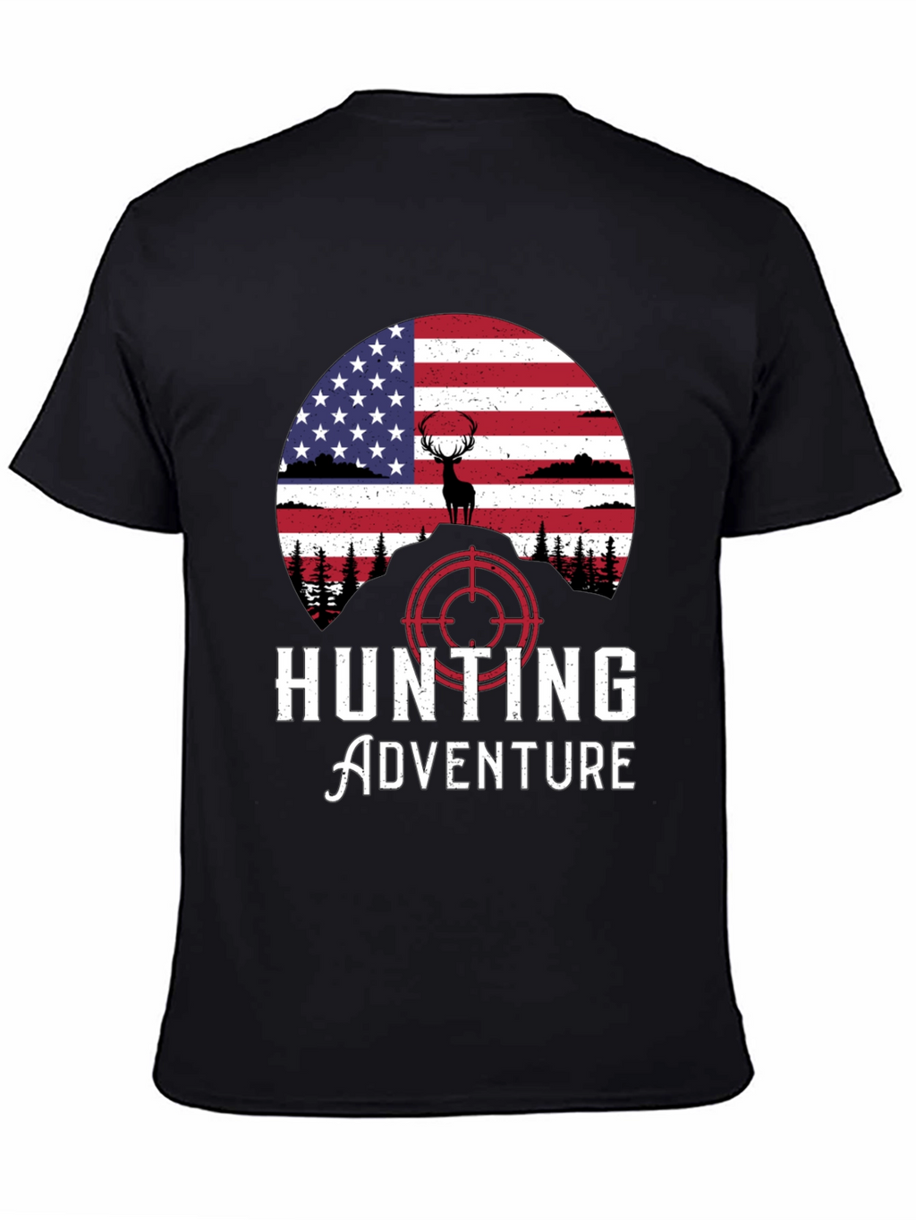 Hunting Adventure Tee - USA Flag Deer Graphic
