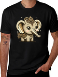 Steampunk Elephant Black T-Shirt