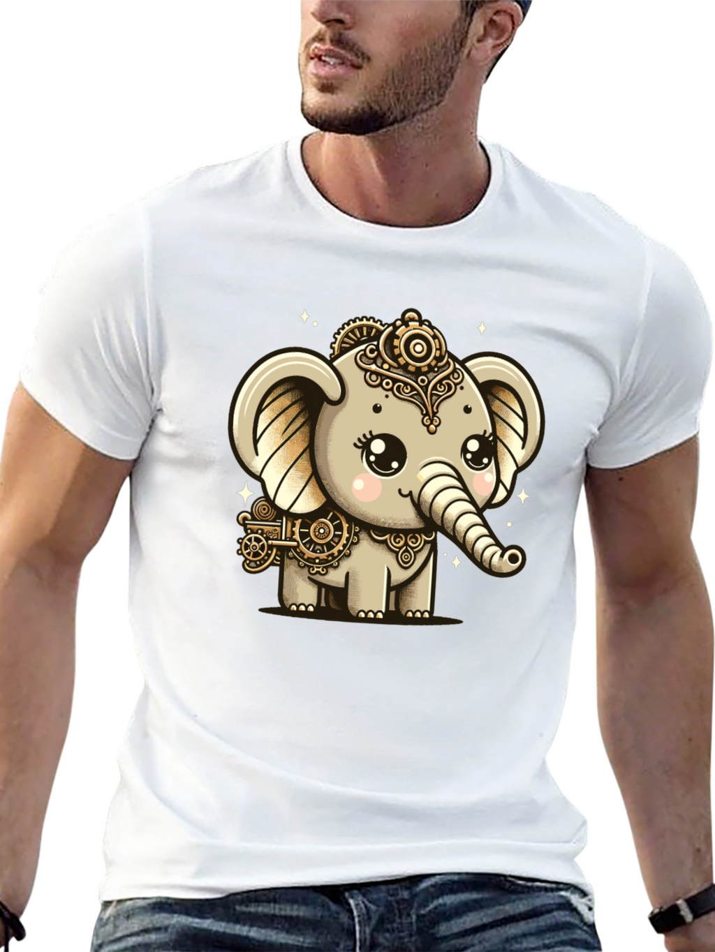 Steampunk Elephant Black T-Shirt