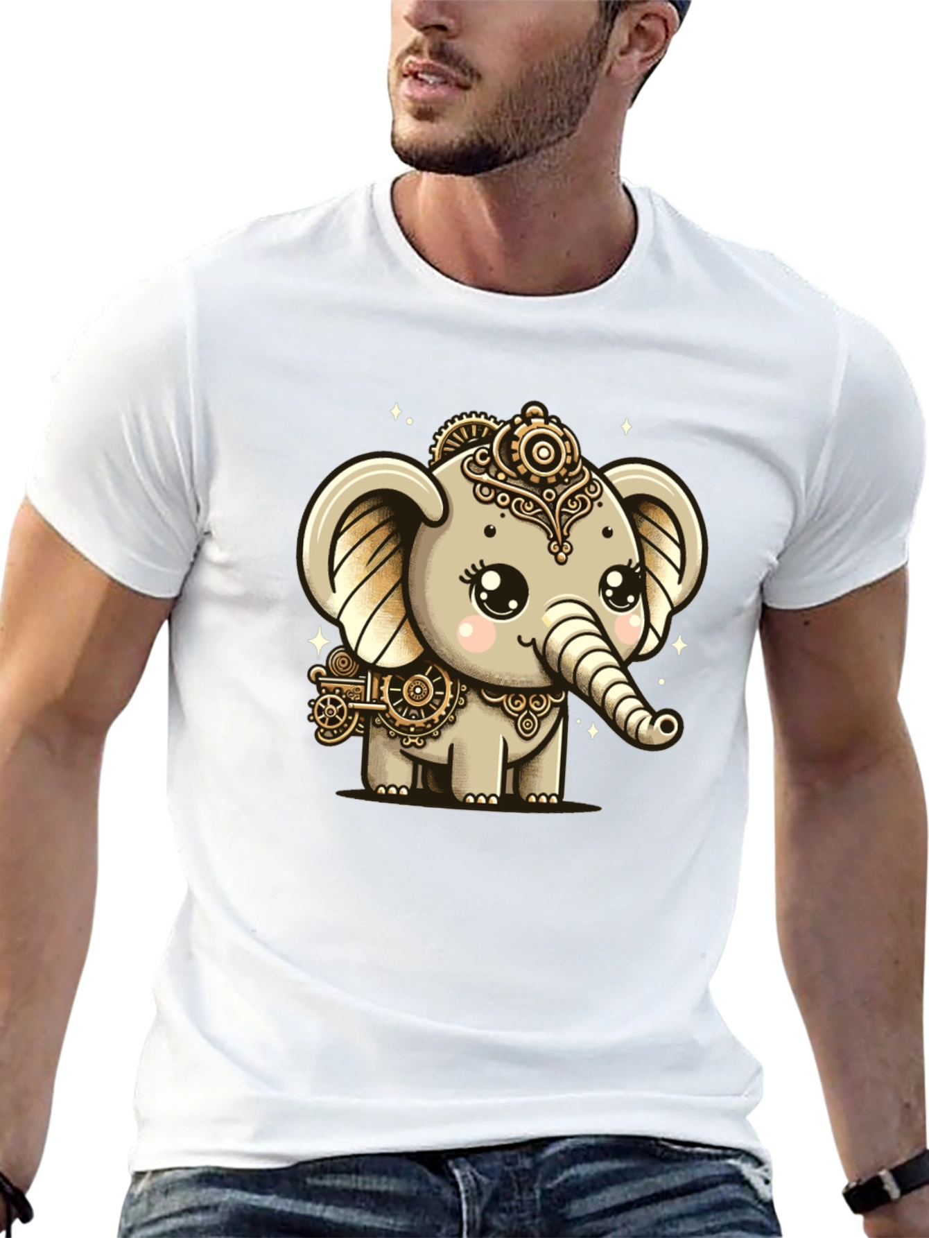 Steampunk Elephant Black T-Shirt