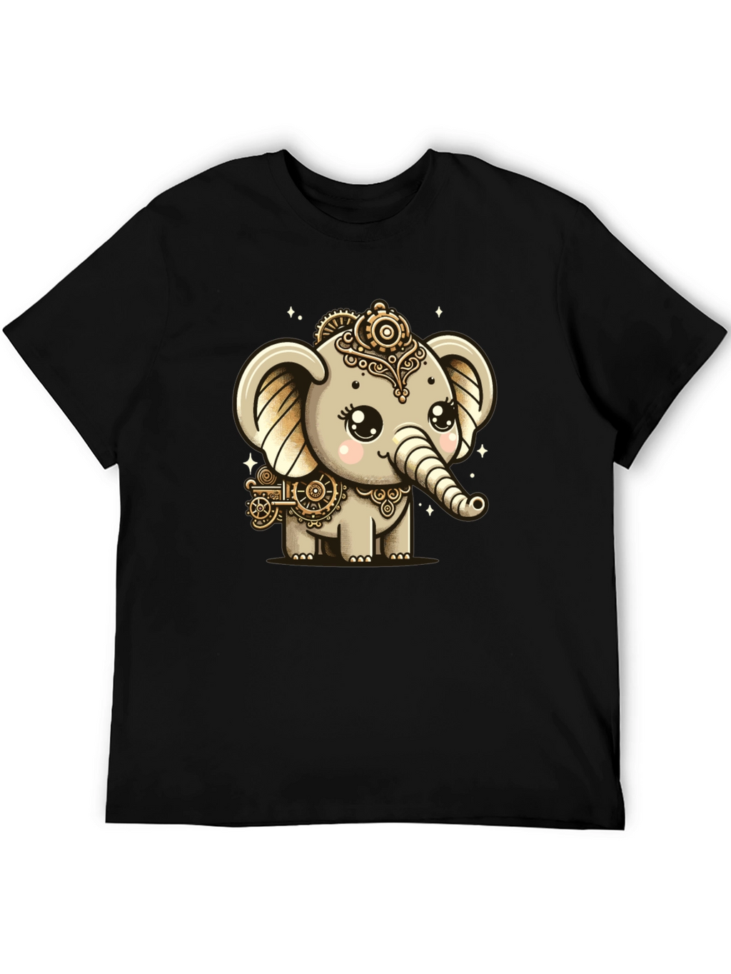 Steampunk Elephant Black T-Shirt