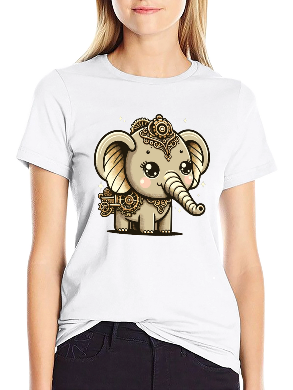Steampunk Elephant Black T-Shirt