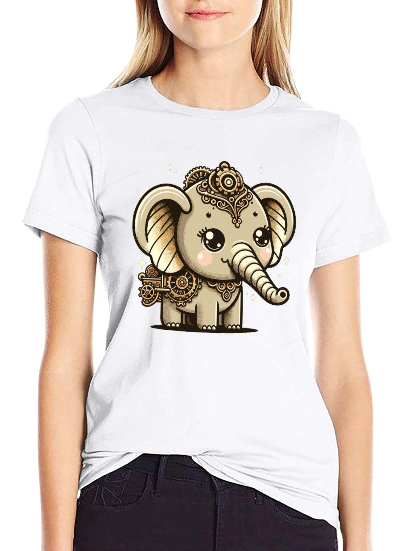 Steampunk Elephant Black T-Shirt