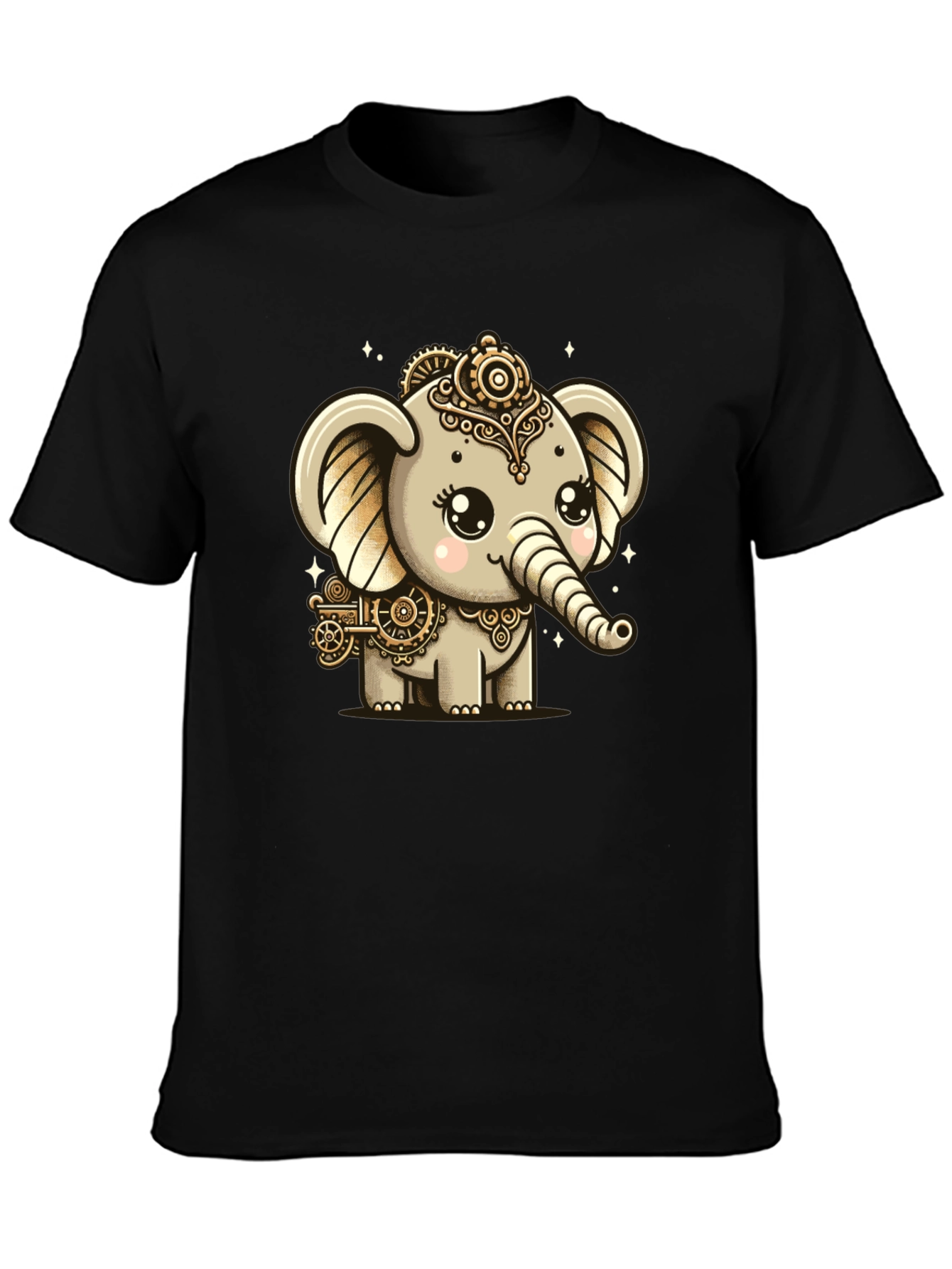Steampunk Elephant Black T-Shirt