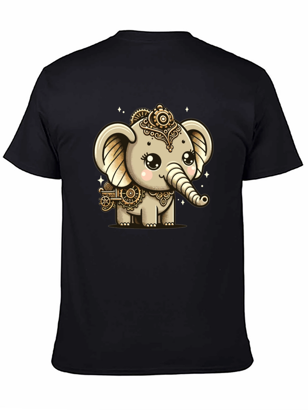 Steampunk Elephant Black T-Shirt
