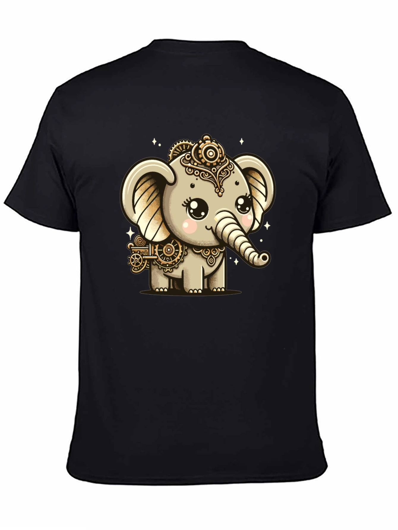 Steampunk Elephant Black T-Shirt