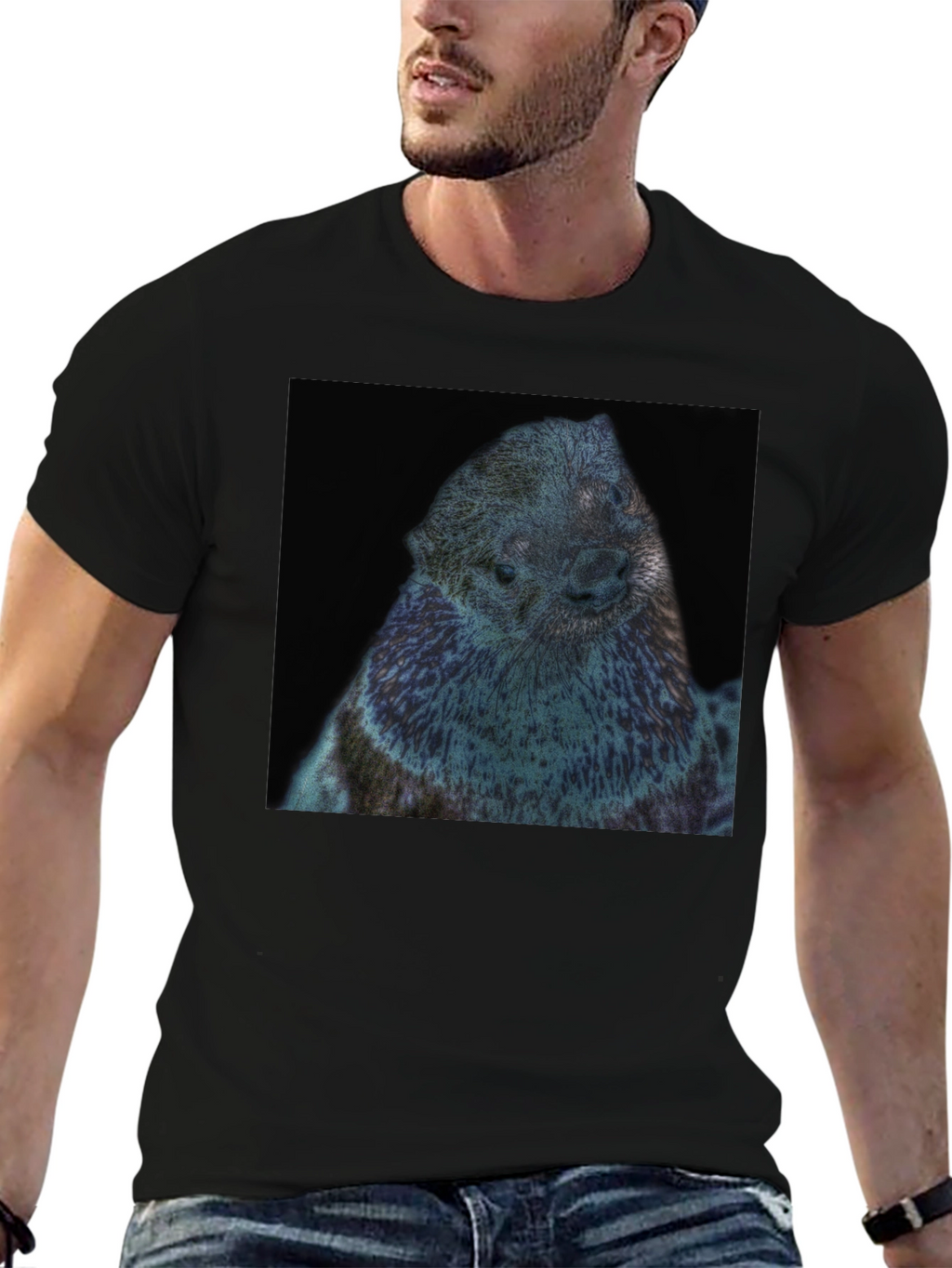 Otter Graphic Black T-Shirt