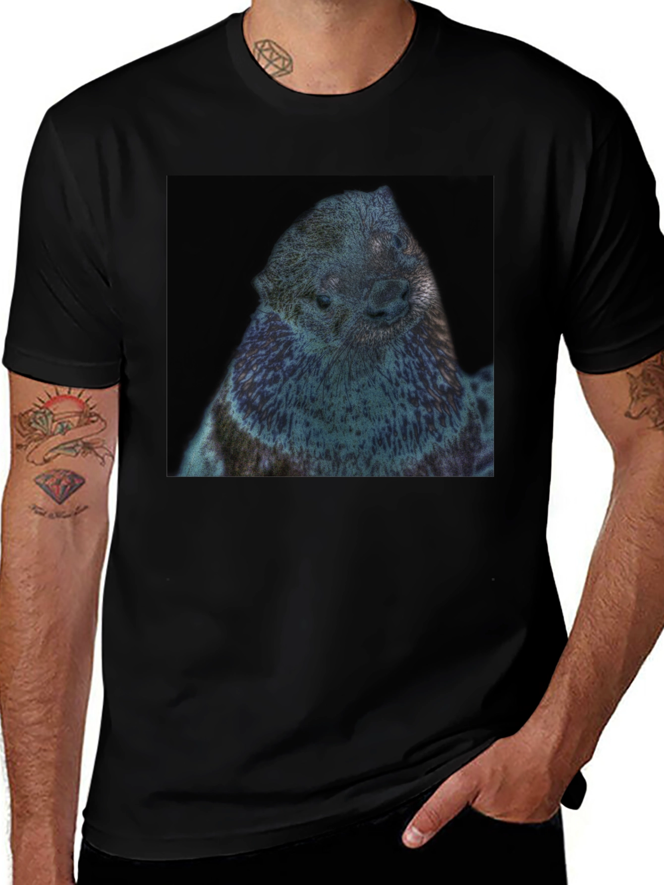 Otter Graphic Black T-Shirt