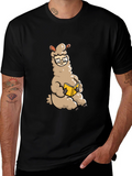 Llama Reading Book Graphic Tee - Black