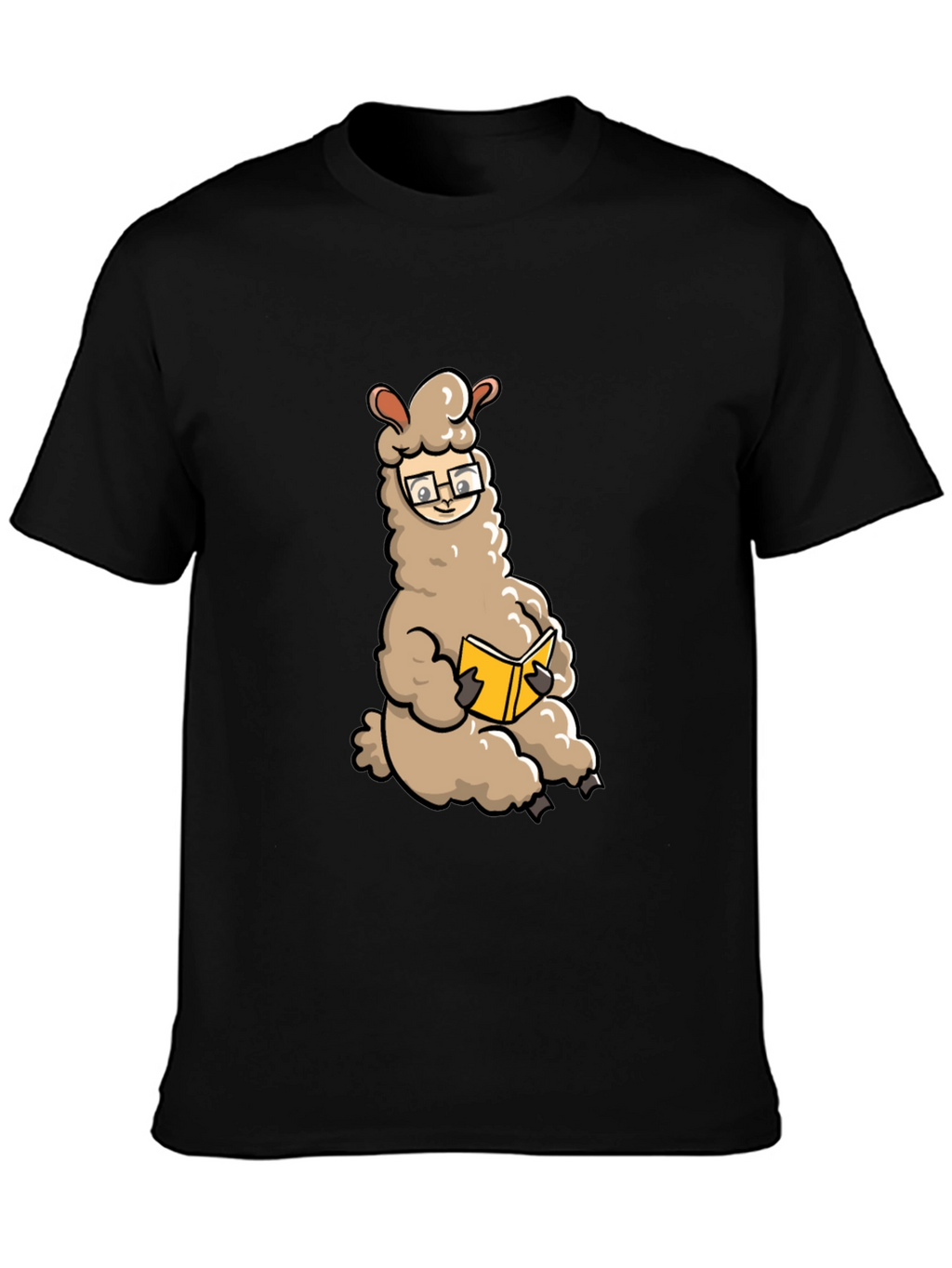 Llama Reading Book Graphic Tee - Black
