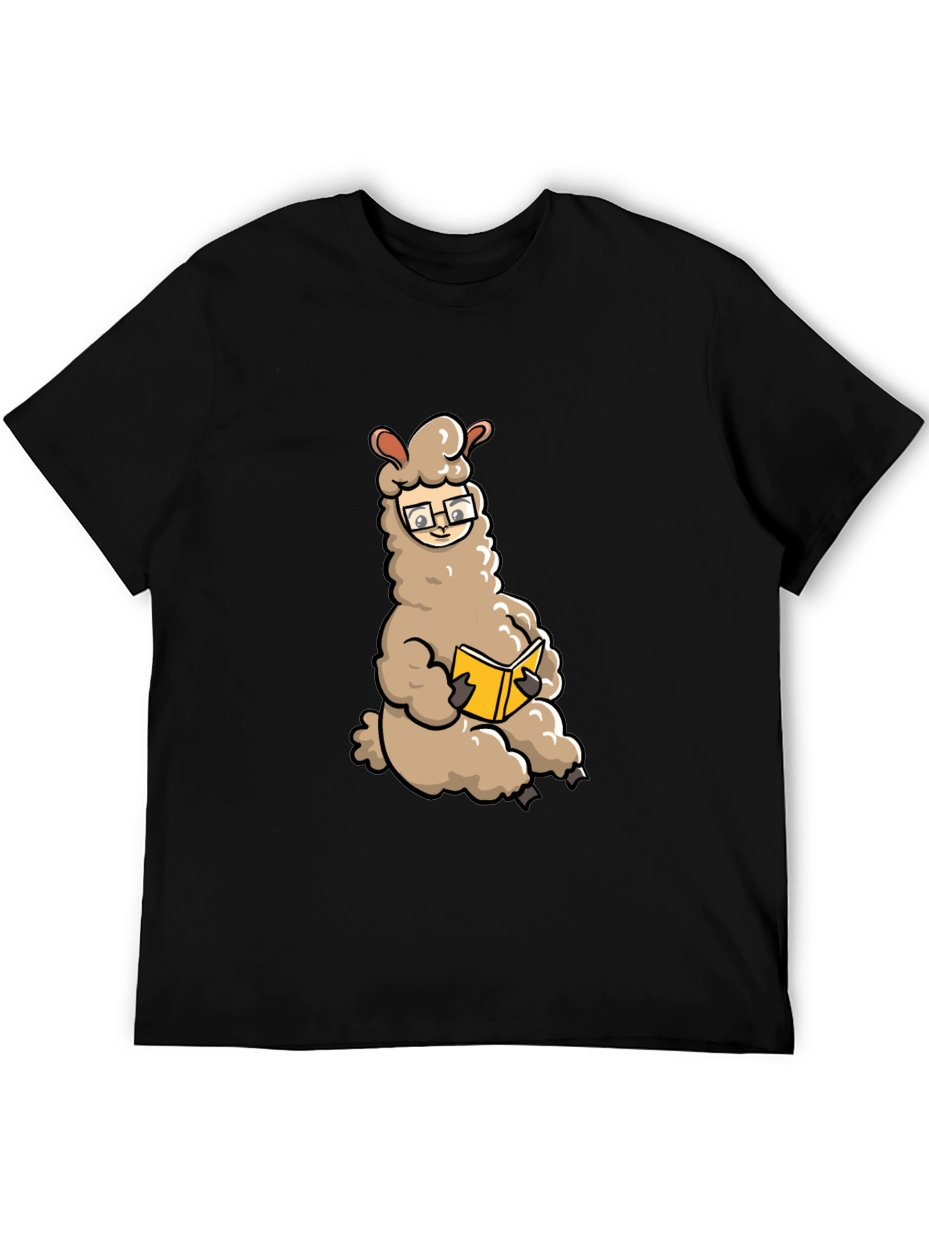 Llama Reading Book Graphic Tee - Black