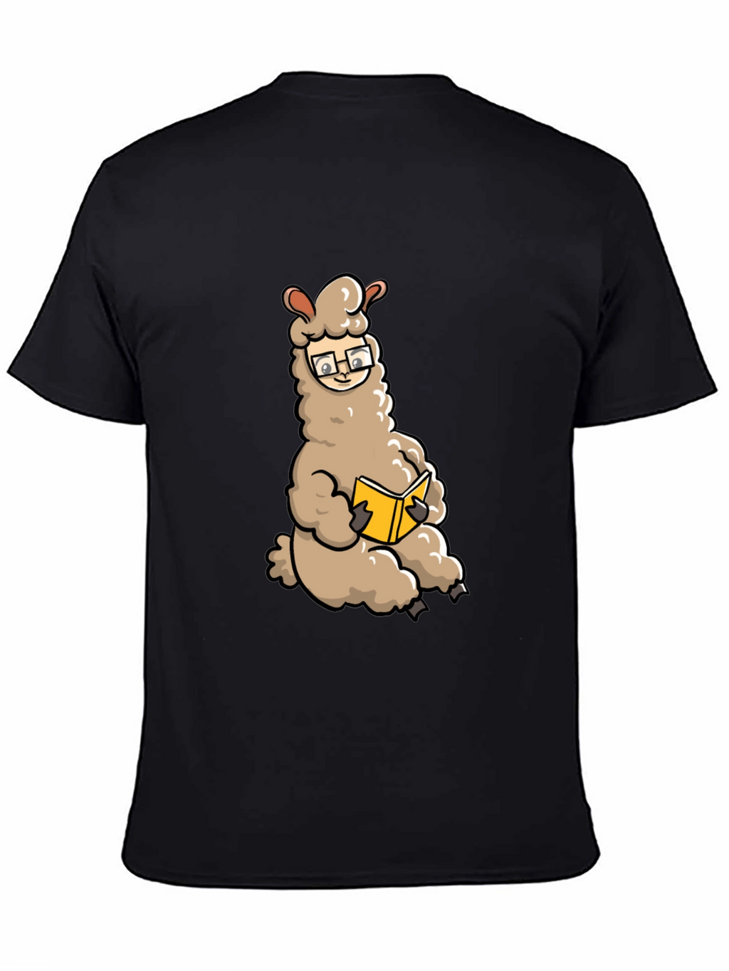 Llama Reading Book Graphic Tee - Black