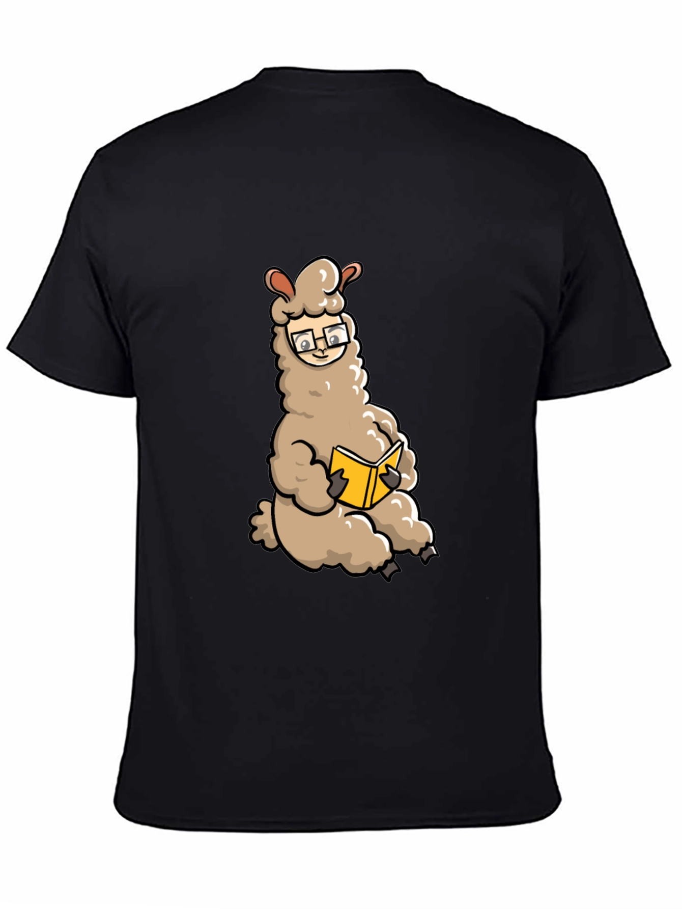 Llama Reading Book Graphic Tee - Black