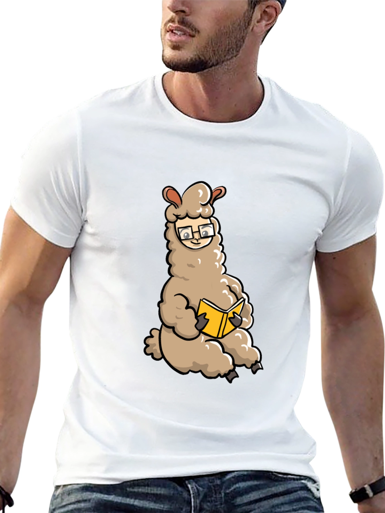 Llama Reading Book Graphic Tee - Black