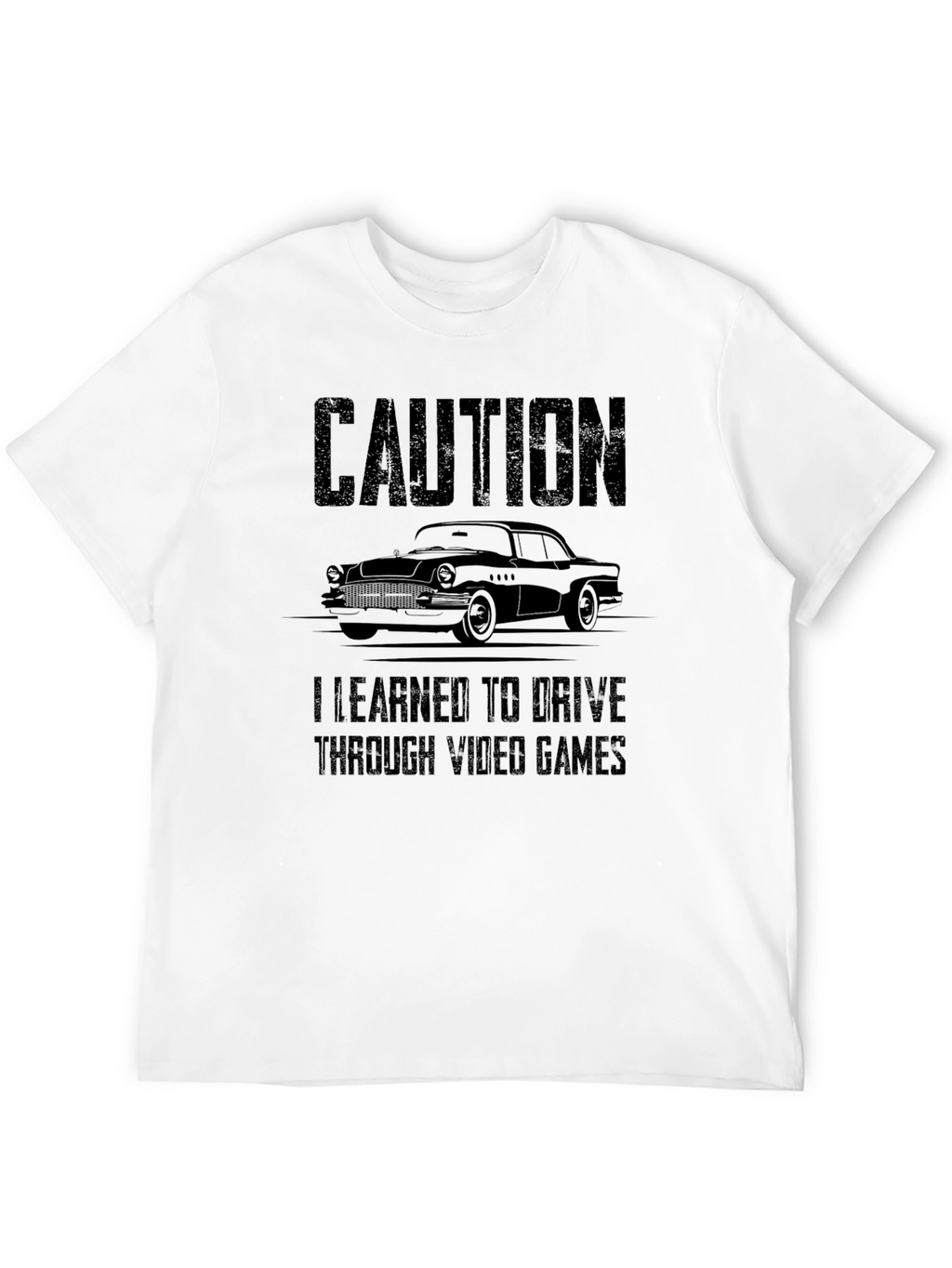 Caution Video Games Driving Black T-Shirt