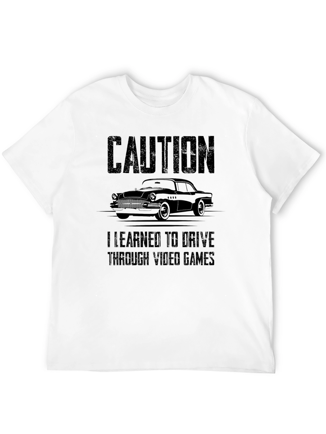 Caution Video Games Driving Black T-Shirt