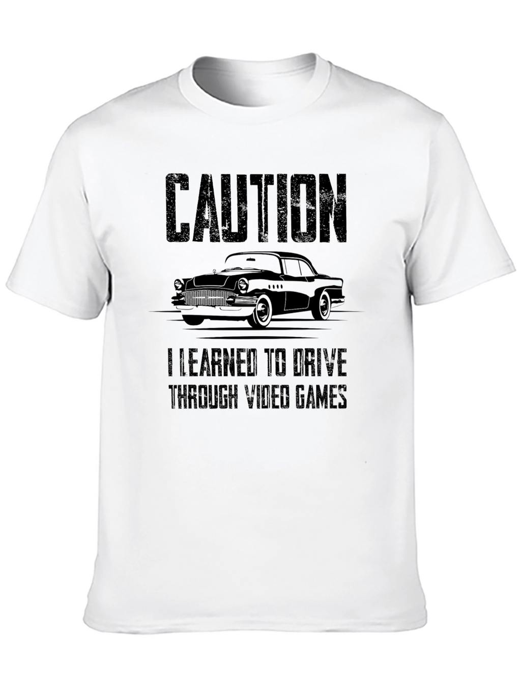 Caution Video Games Driving Black T-Shirt
