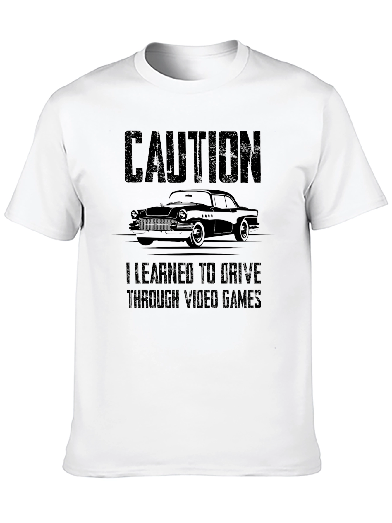 Caution Video Games Driving Black T-Shirt