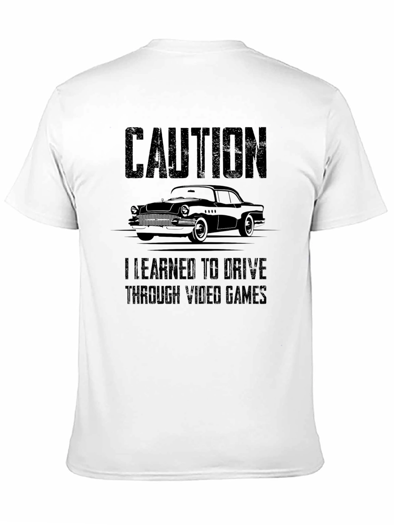 Caution Video Games Driving Black T-Shirt