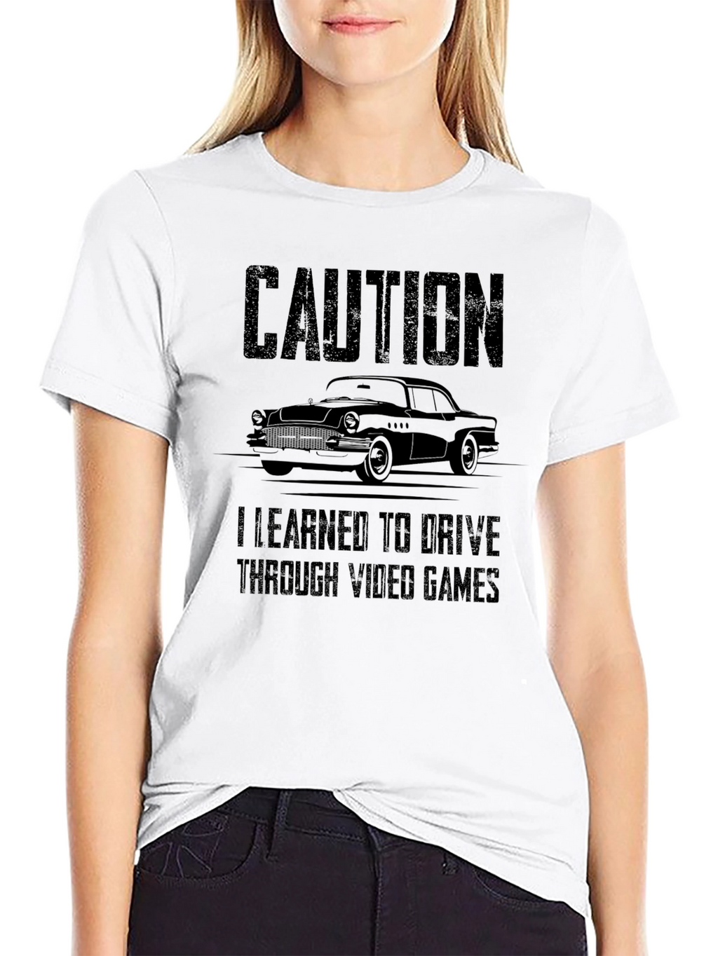 Caution Video Games Driving Black T-Shirt