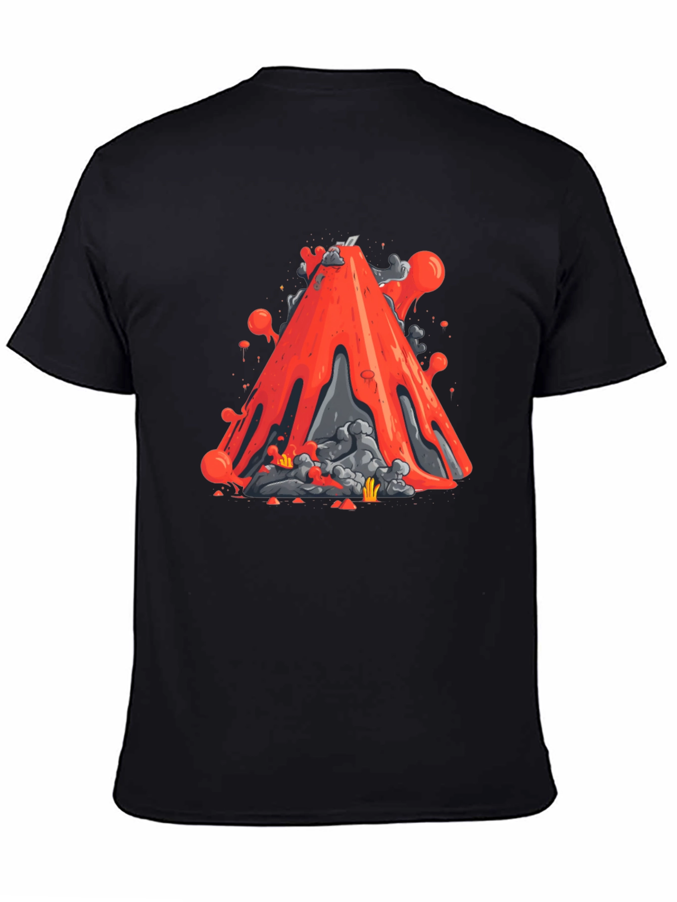 Volcano Lava Graphic Tee - Black Cotton T-Shirt
