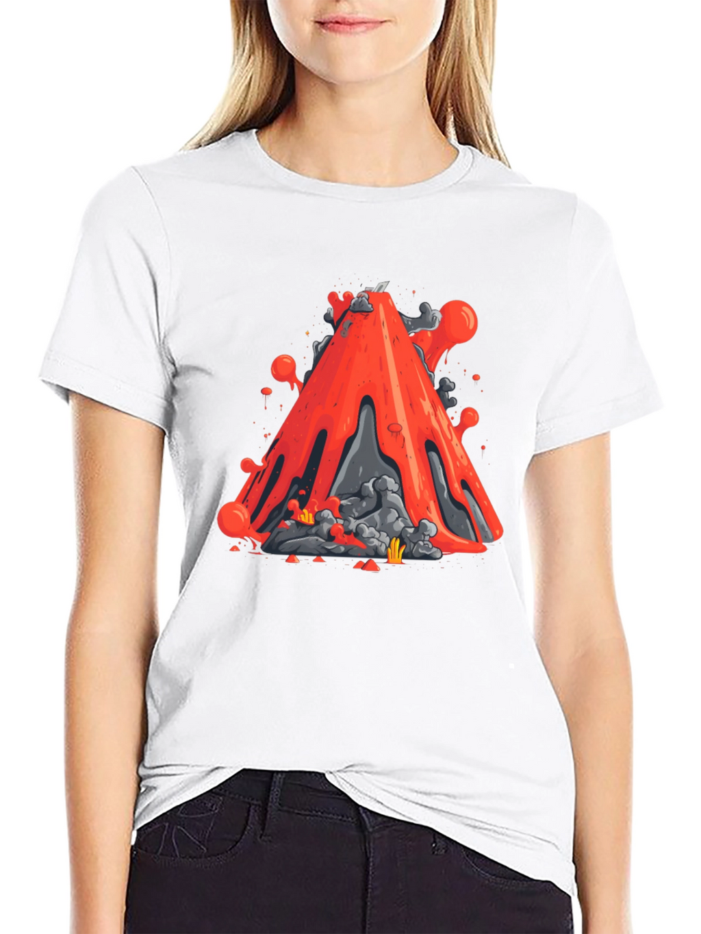 Volcano Lava Graphic Tee - Black Cotton T-Shirt