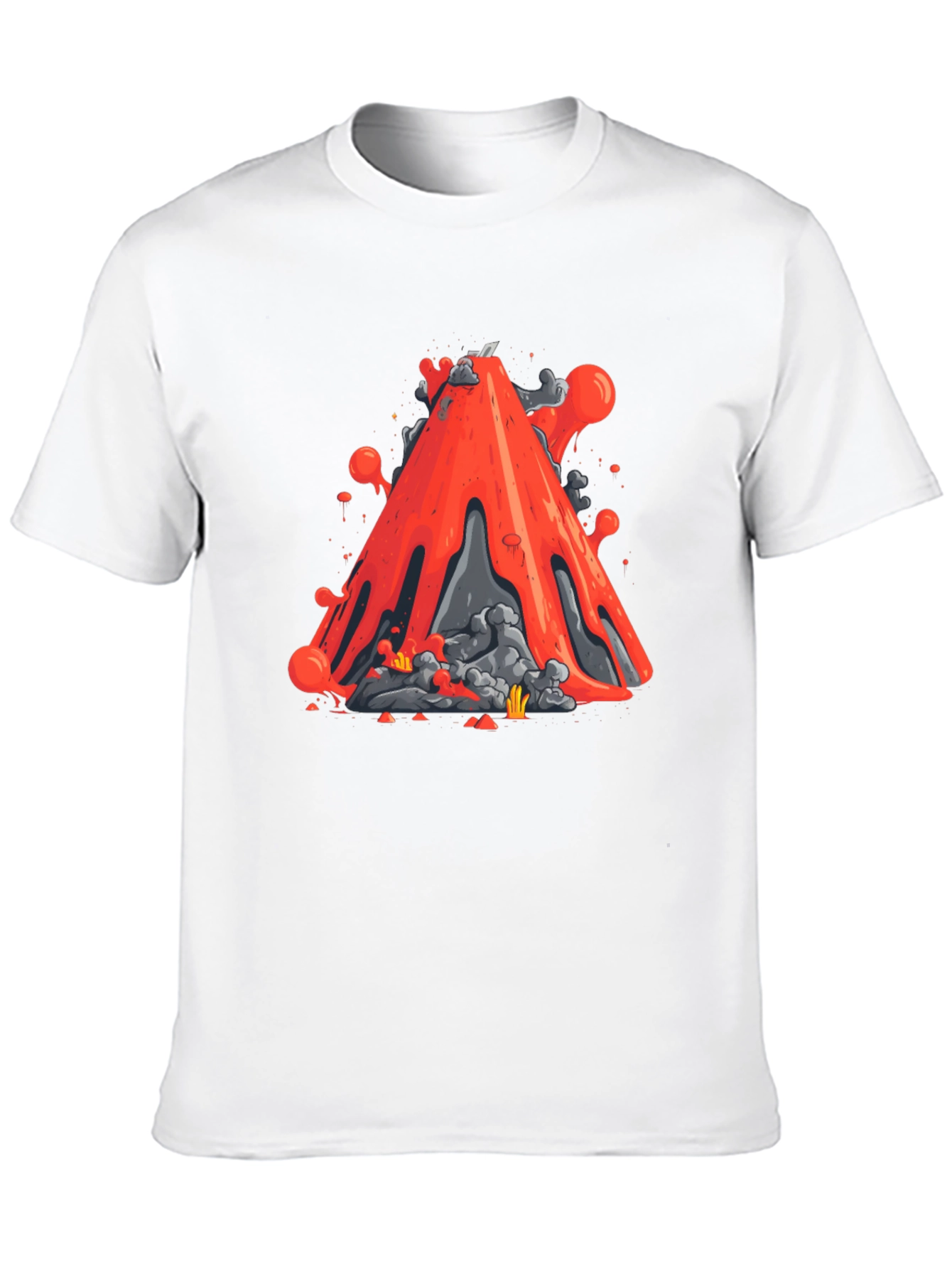 Volcano Lava Graphic Tee - Black Cotton T-Shirt