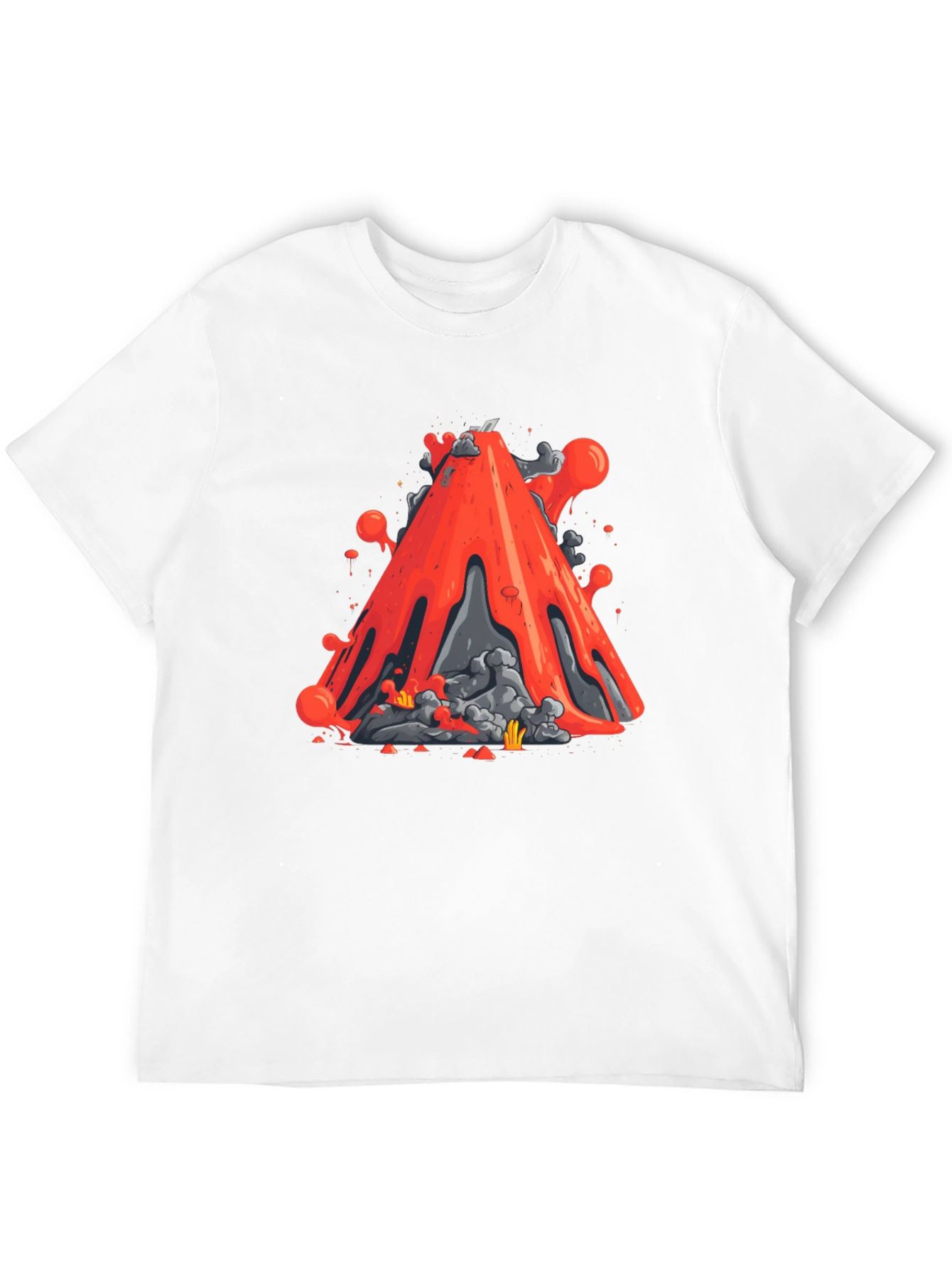 Volcano Lava Graphic Tee - Black Cotton T-Shirt