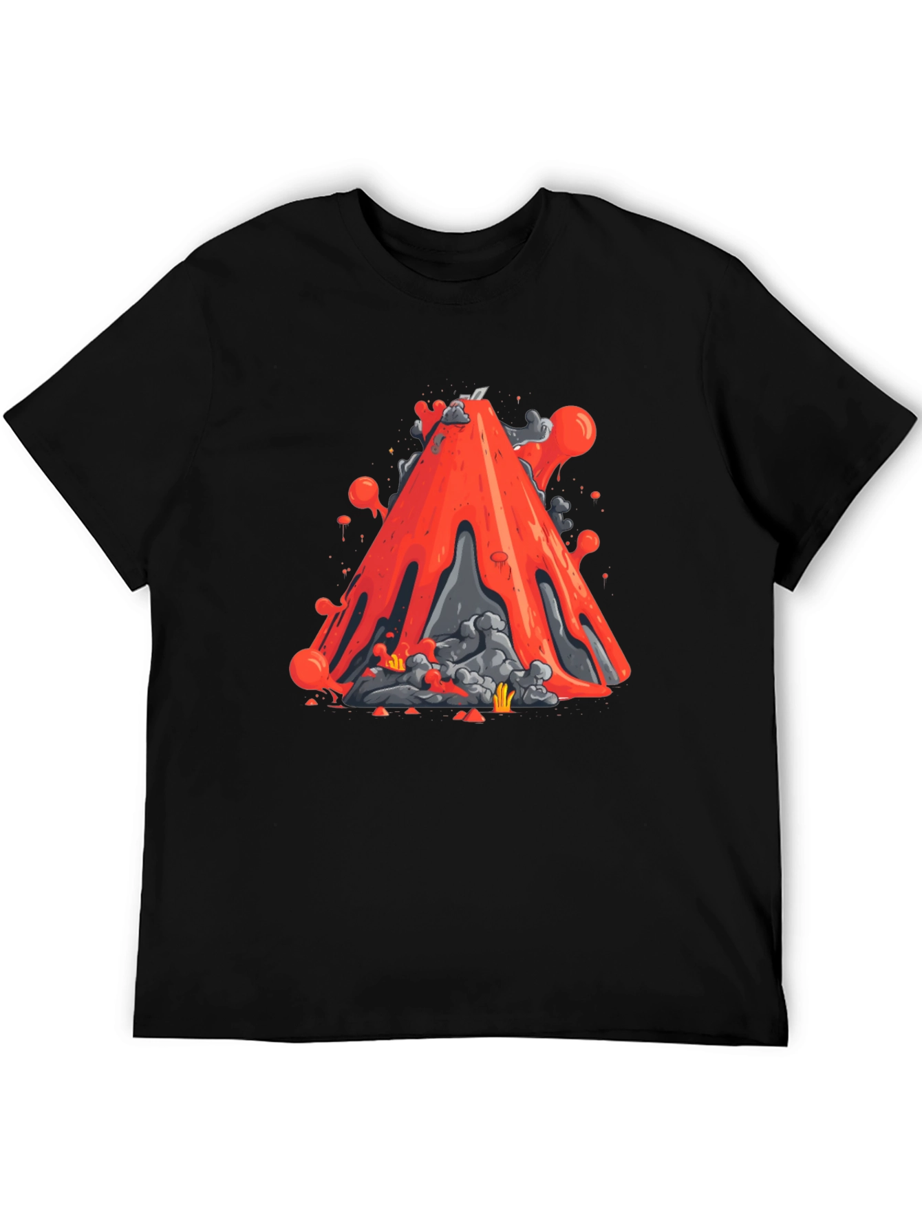 Volcano Lava Graphic Tee - Black Cotton T-Shirt