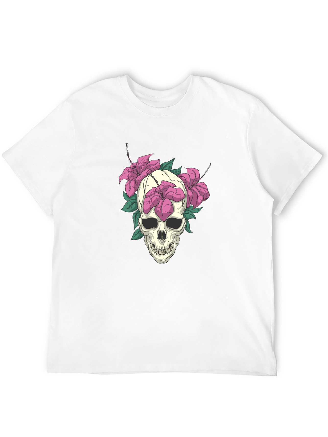 Skull & Floral Graphic Tee - Edgy Style