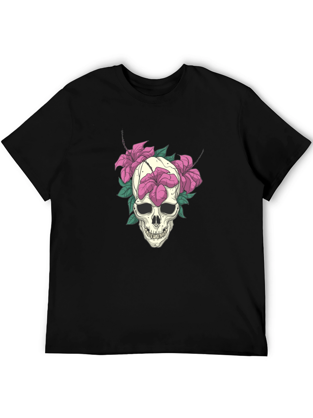Skull & Floral Graphic Tee - Edgy Style