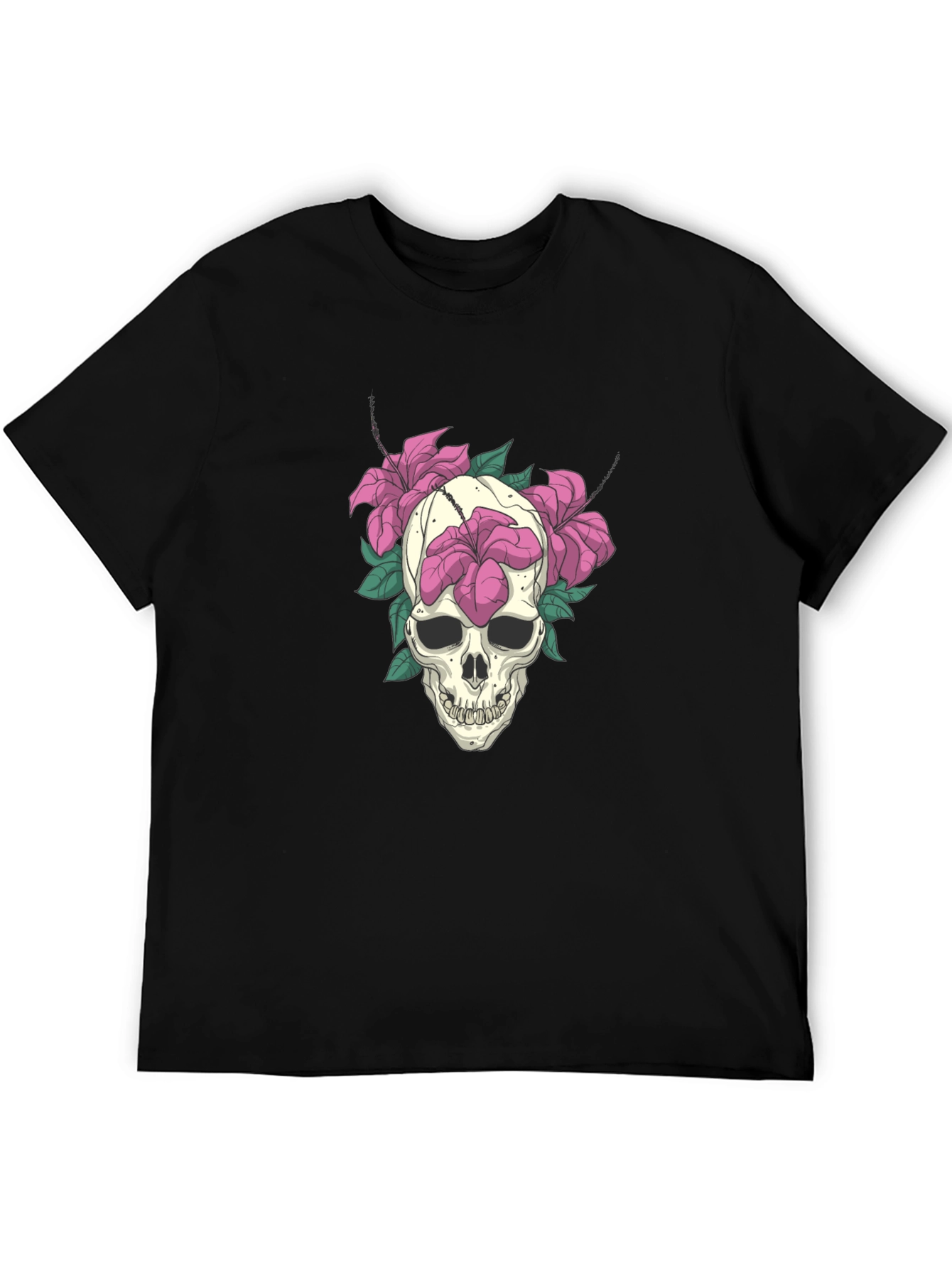 Skull & Floral Graphic Tee - Edgy Style