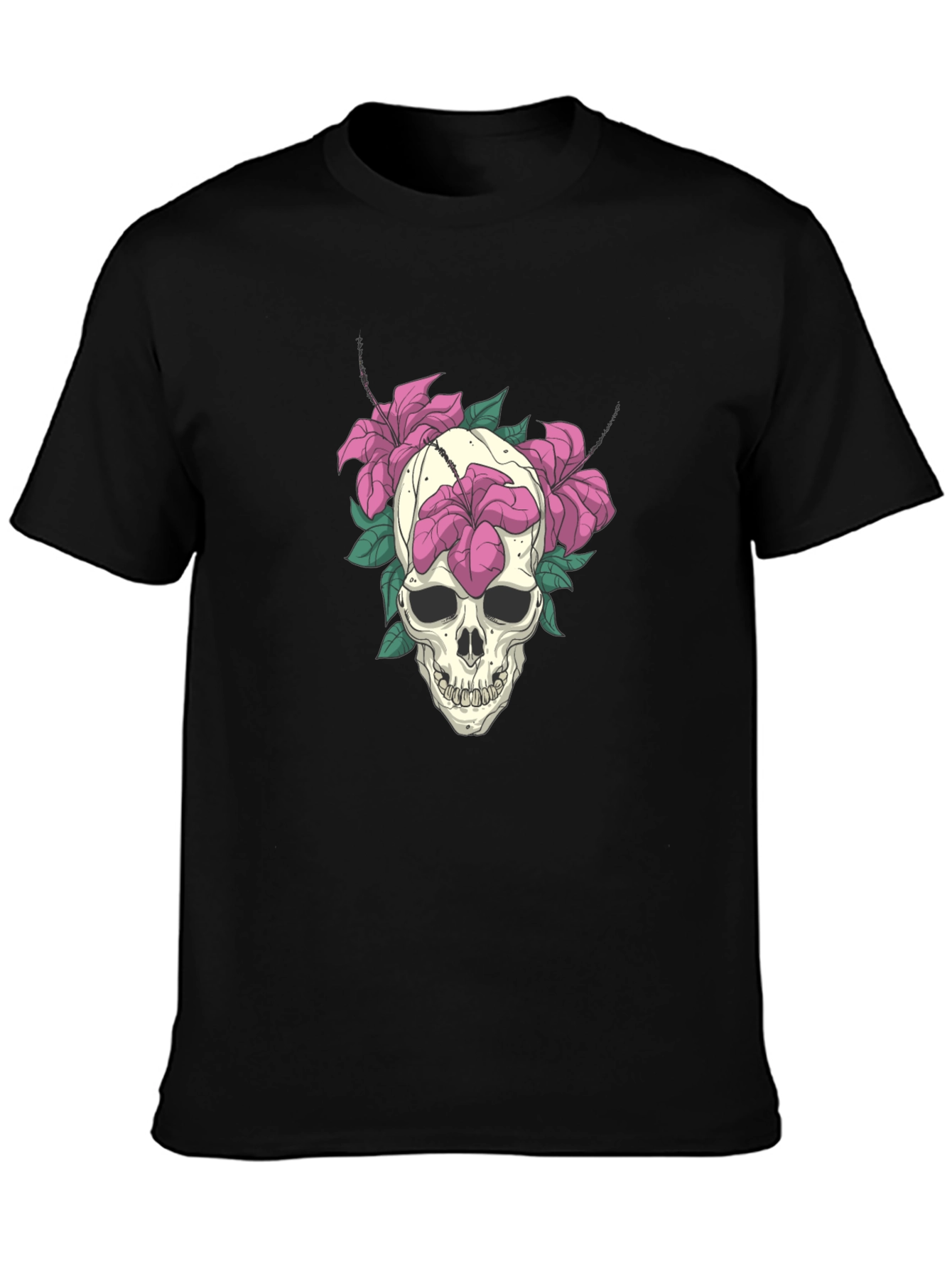 Skull & Floral Graphic Tee - Edgy Style