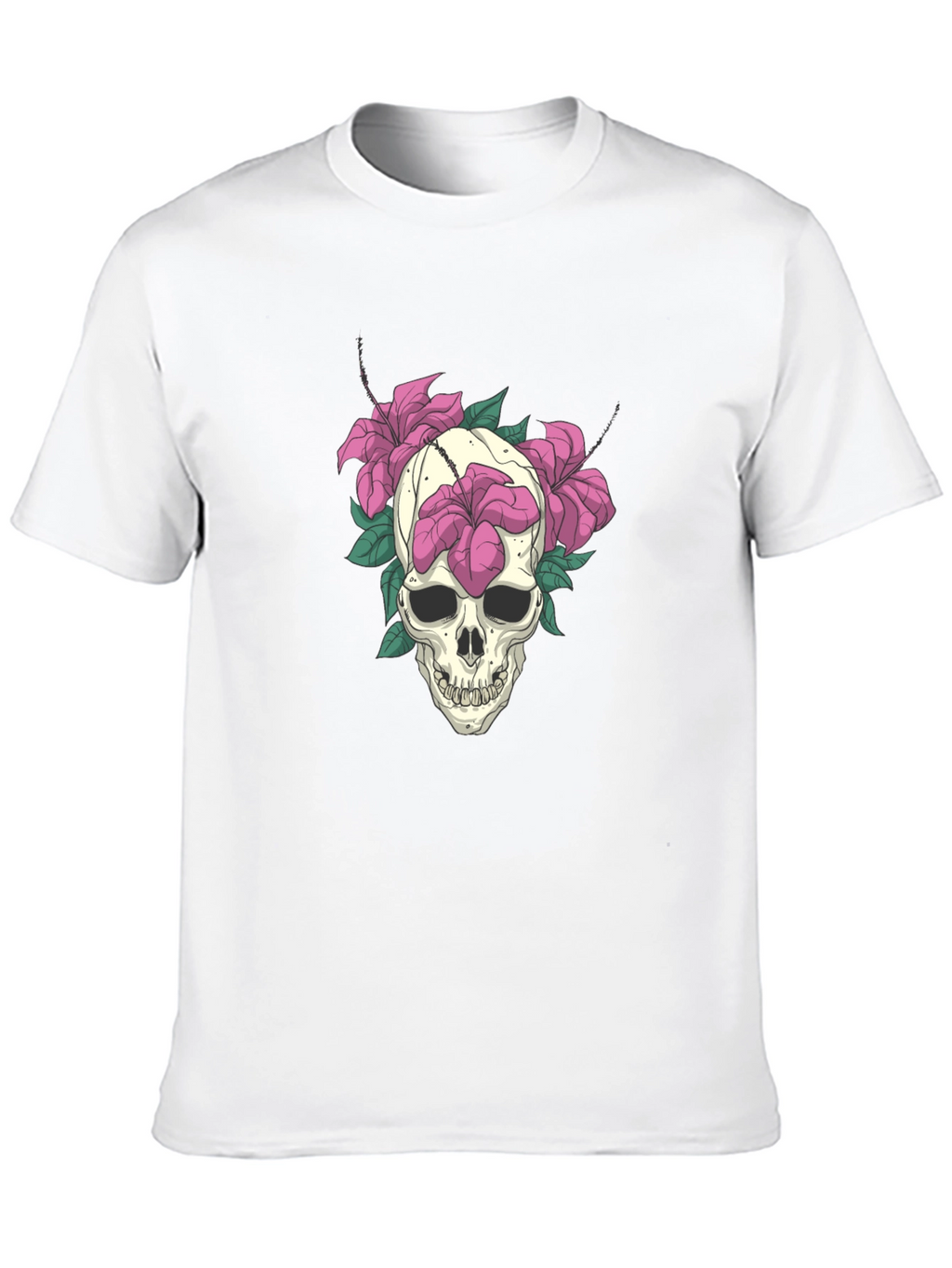 Skull & Floral Graphic Tee - Edgy Style