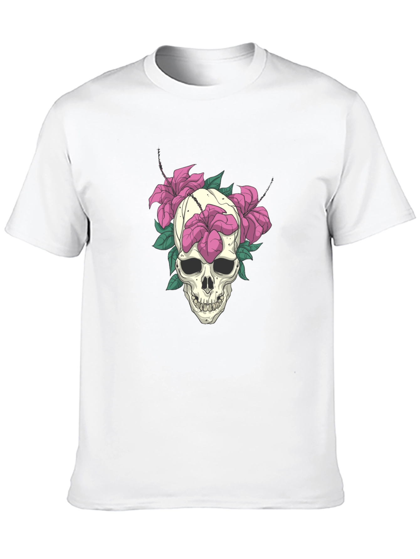 Skull & Floral Graphic Tee - Edgy Style