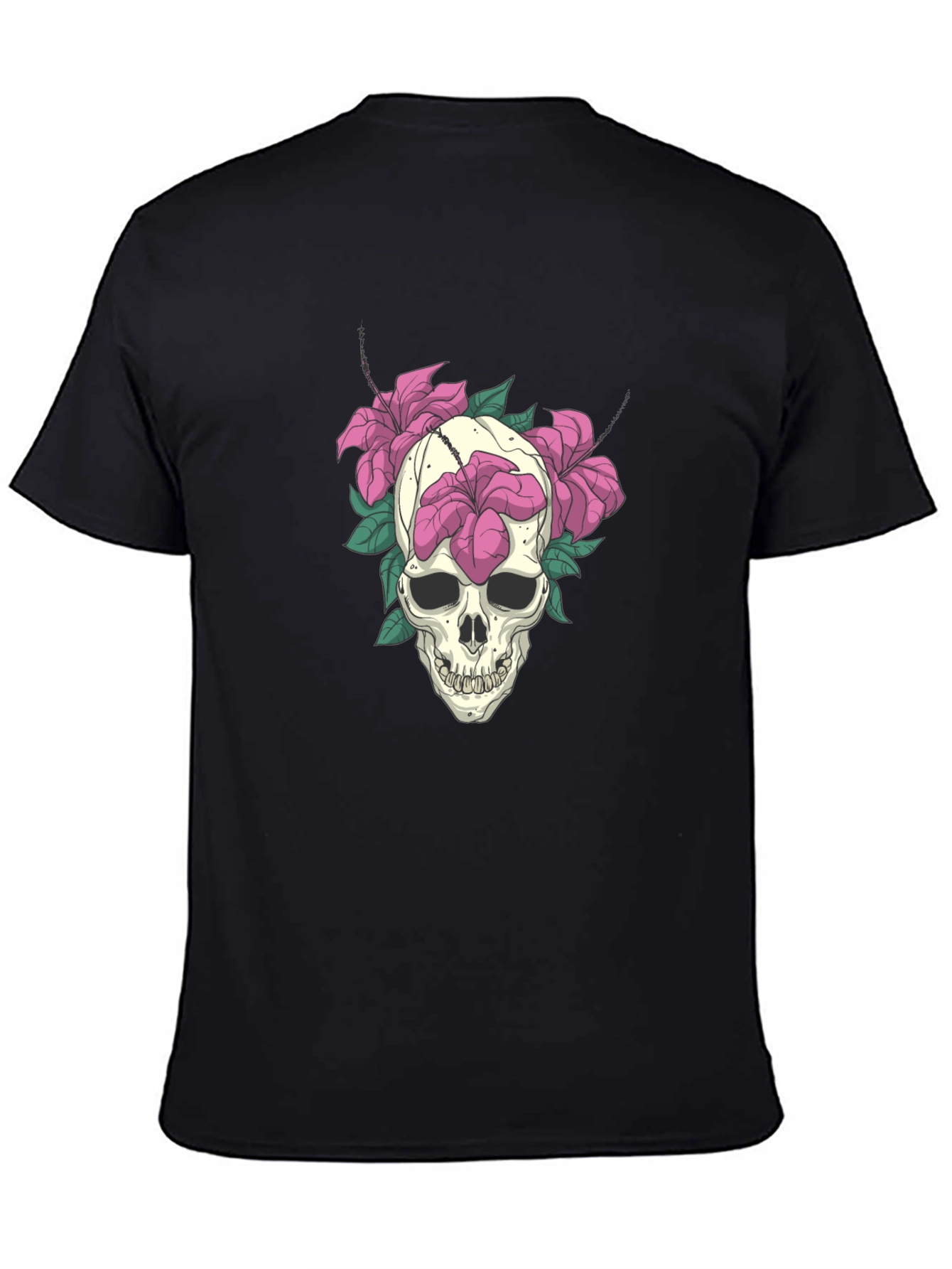 Skull & Floral Graphic Tee - Edgy Style
