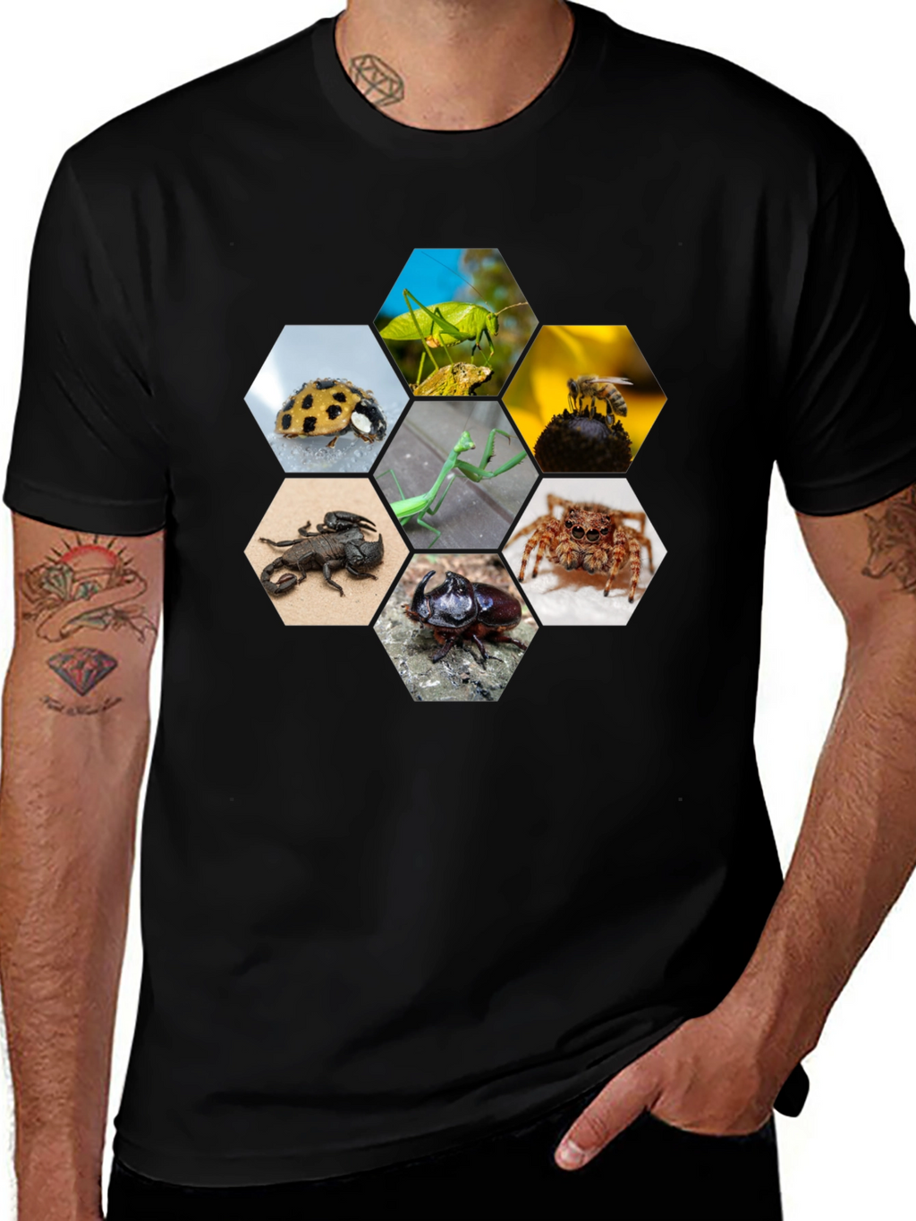 Insect Hexagon T-Shirt - Unique Nature Design