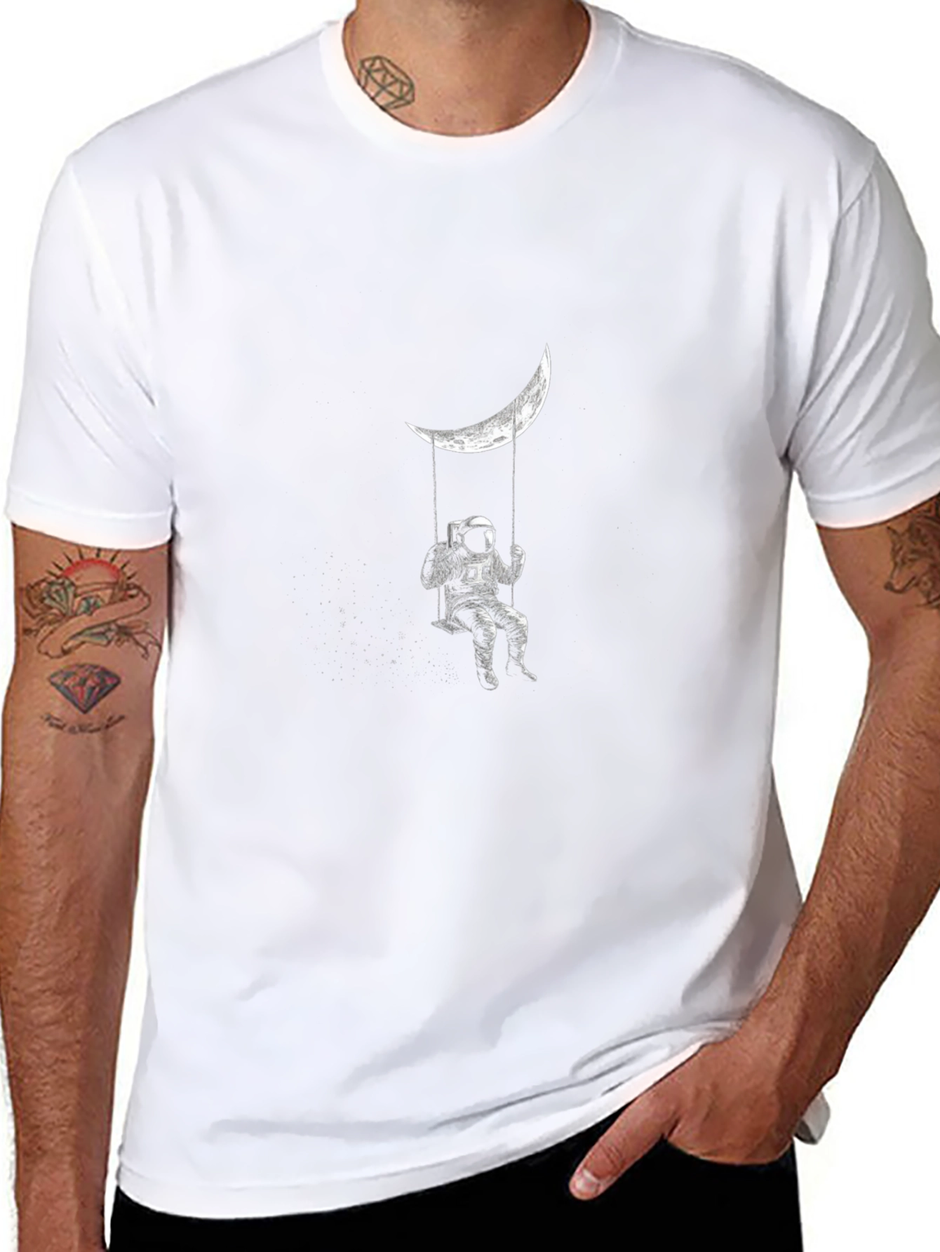 Astronaut Moon Swing Graphic T-Shirt - Relaxed Fit