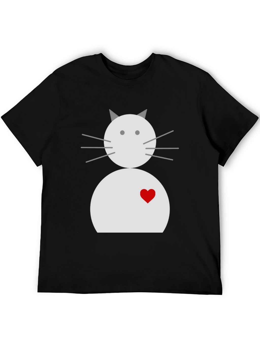 Cute Cat with Heart Black T-Shirt