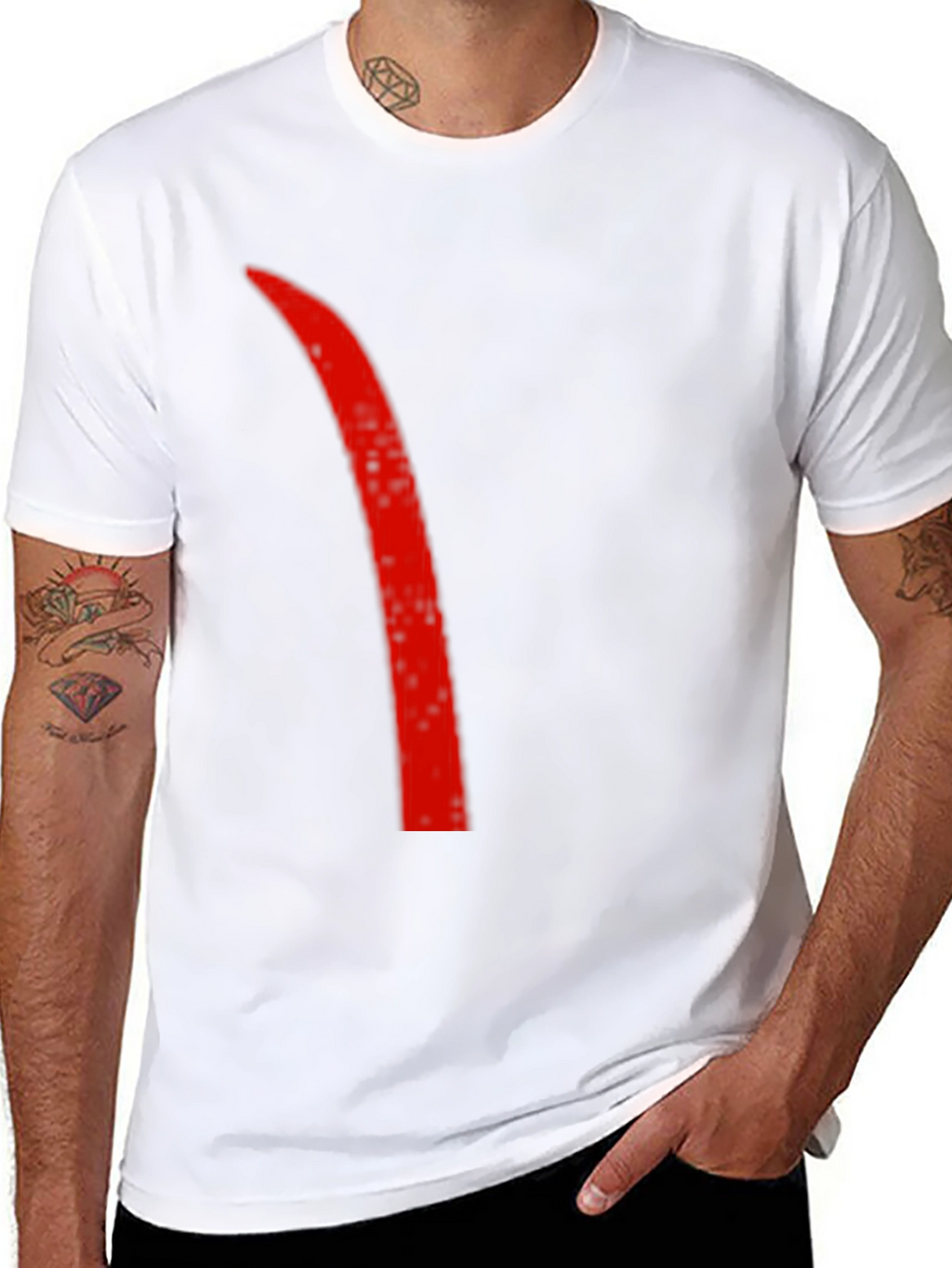 Mens Black T-Shirt with Red Accent Line