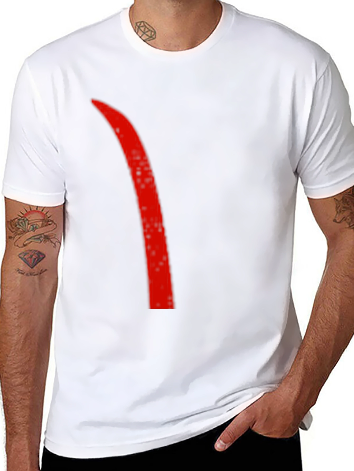 Mens Black T-Shirt with Red Accent Line