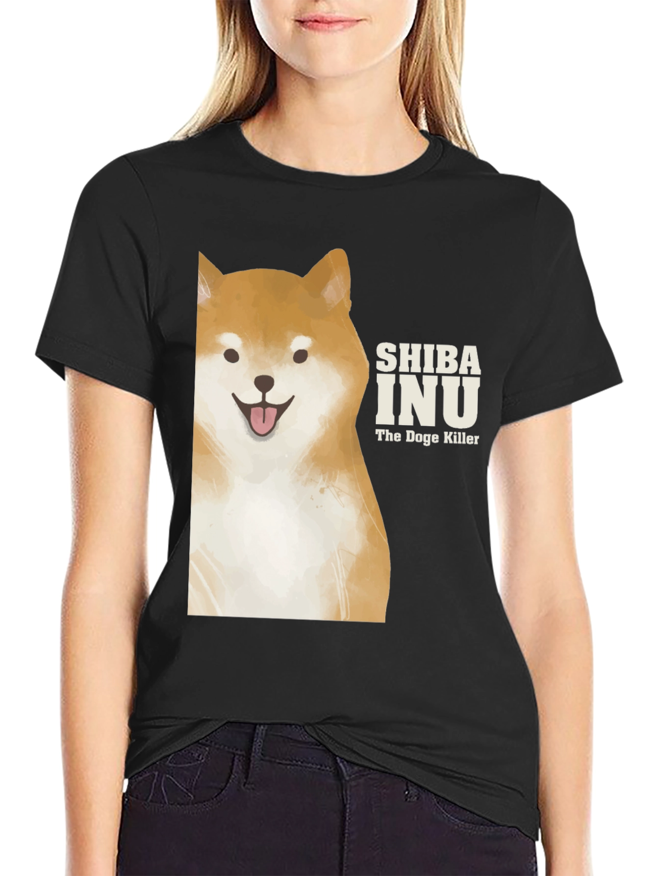 Shiba Inu Doge Killer Graphic Tee - Black Cotton T-Shirt