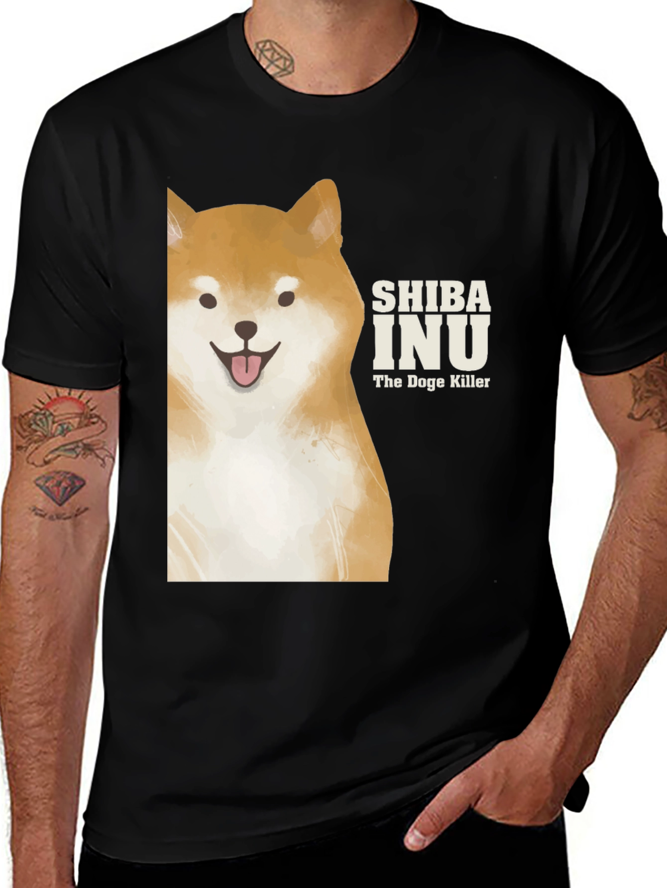 Shiba Inu Doge Killer Graphic Tee - Black Cotton T-Shirt